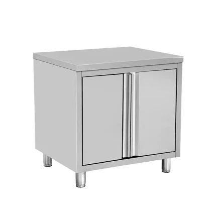 Arbejdsskab i rustfrit stål med hængslet dør – B700 x D600 x H850mm