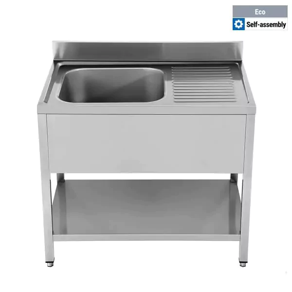 Stålbord med 1 vask til venstre - B1000 x D700 x H850mm - ECO