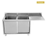 Køkkenvask m. underskab til opvaskemaskine - 2 vask venstre - B1600 x D700 x H850 mm