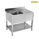 Stålbord med 1 vask til venstre - B1400 x D700 x H850 mm