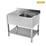 Stålbord med 1 vask til højre - B1200 x D700 x H850 mm