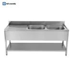 Stålbord med 2 vask til højre - B2000 x D700 x H850 mm - ECO